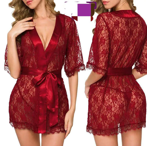 Red Lace Nightgown - Lightweight and Breathable Nightwear