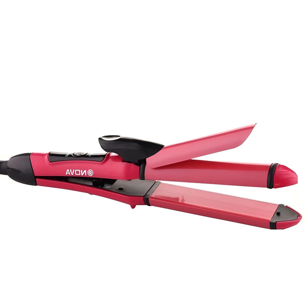 Nova 2-in-1 Hair Straightener & Curler – Model NH-2009, Quick Heat-Up Ceramic Plates for Smooth Straightening & Effortless Curls, Portable Dual-Use Styling Tool for All Hair Types